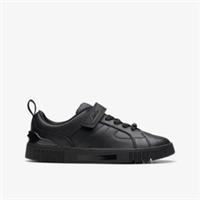 Clarks Boys,Girls,Kids Unisex Oslo Sky Kid Black Leather Lace Up,School Shoes