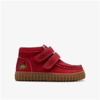 Clarks Boys,Girls,Kids Unisex Tor Hill Toddler Red Ankle Boots,Riptape,Torhill