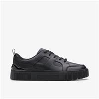 Clarks Boys,Girls,Kids Unisex Oslo Flare Youth Black Leather Lace Up,School