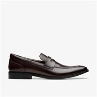 Clarks Mens Brandon Step Dark Brown Leather Loafers,Slip Ons Leather Smart