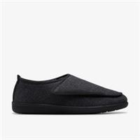 Clarks Mens Haworth Strap Dark Grey Slippers Textile Casual