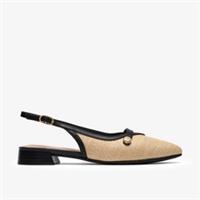 Clarks Womens Natalyn Sling Natural Raffia Slip Ons,Sling Back Textile Smart