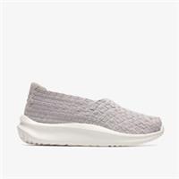 Clarks Womens Solevana Weave Pale Grey Slip Ons Textile Sports