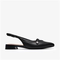 Clarks Womens Natalyn Sling Black Leather Slip Ons,Sling Back Leather Smart