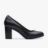 Clarks Womens Bayla Carly Black Leather Court Shoes,Heels Leather Smart