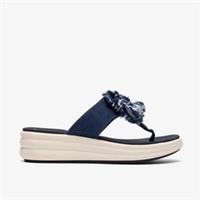 Clarks Womens Drift Rose Navy Flip Flops Textile Casual