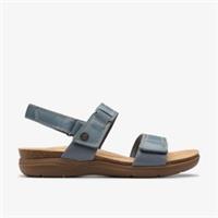 Clarks Womens April Clover Blue Grey Combination Flat Sandals Leather Casual