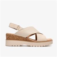 Clarks Womens Diaz Cross Cream Leather Wedges Leather Casual