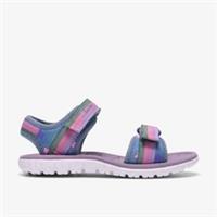 Clarks Girls Surfing Tide Kid Denim Flat Sandals,Riptape Textile Casual