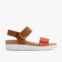 Clarks Womens Un Sand Strap Tan Combination Leather Flat Sandals Leather Casual
