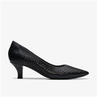 Clarks Womens Kepley Sky Black Leather Court Shoes,Heels Leather Smart