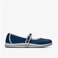 Clarks Womens Brinkley Janey Navy Mary Jane Textile Casual