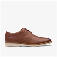 Clarks Mens Atticus LT Lace Dark Tan Leather Derby Shoes,Lace Up Leather Casual