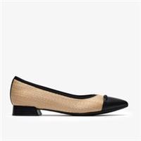 Clarks Womens Natalyn Dusk Black Interest Slip Ons,Ballet Pumps Textile Smart