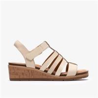 Clarks Womens Kacha Step Cream Leather Wedges Leather Casual