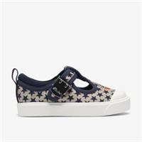 Clarks Boys,Girls,Kids Unisex City Whiz Toddler Beige Print T Bar Shoes,Canvas