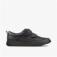 Clarks Boys Scape Flare Youth Black Leather Riptape,School Shoes Leather School