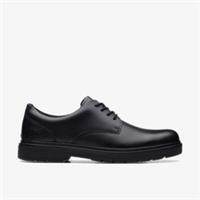 Clarks Boys Loxham Tie Youth Black Leather Brogues Leather School