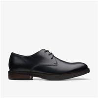 Clarks Mens Paulson Plain Black Leather Derby Shoes,Lace Up Leather Casual