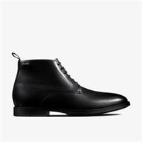 Clarks Mens Ronnie Up GORE-TEX Black Leather Ankle Boots,Lace Up Leather