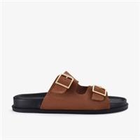 Clarks Womens Zarlea Buckle Tan Suede Flat Sandals Suede Smart