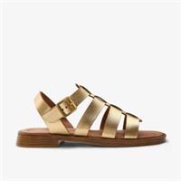 Clarks Womens Tenara Strap Gold Leather Flat Sandals Leather Casual