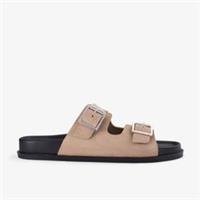 Clarks Womens Zarlea Buckle Sand Suede Flat Sandals Suede Smart