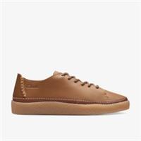 Clarks Mens Oakpark Low Tan Leather Trainers Leather Casual