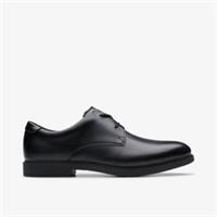Clarks Boys Scala Loop Youth Black Leather Lace Up,School Shoes Leather School