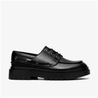 Clarks Girls Derry Boat Youth Black Leather Boat Shoes Leather School