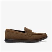 Clarks Mens Linton Easy Olive Suede Loafers Suede Casual