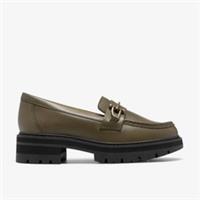 Clarks Womens Orianna Bit Olive Leather Loafers Leather Casual