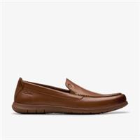 Clarks Mens Flexway Step Tan Leather Slip Ons Leather Casual