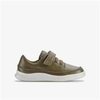 Clarks Boys Crest Aero Toddler Dark Olive Riptape Leather Casual