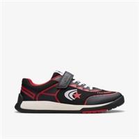 Clarks Boys,Girls,Kids Unisex Cica Star Flex Youth Black/Red Trainers,School