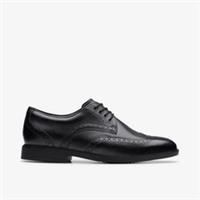 Clarks Boys,Girls,Kids Unisex Jonwin Wing Youth Black Leather Brogues,School