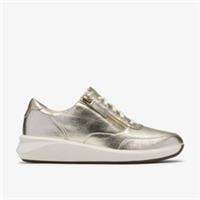 Clarks Womens Un Rio Zip Metallic Trainers Leather Sports
