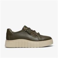 Clarks Womens Mykah Joyfull Dark Olive Trainers Leather Casual