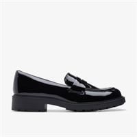 Clarks Womens Orinoco 2 Penny Black Patent Loafers Leather Casual