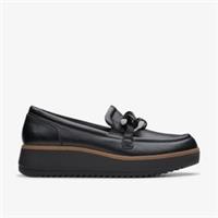 Clarks Womens Zylah May Black Leather Loafers Leather Casual