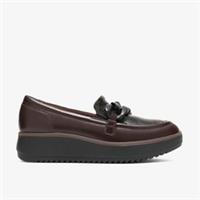 Clarks Womens Zylah May Dark Brown Interest Loafers Leather Casual