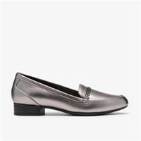 Clarks Womens Juliet Mia Pewter Slip Ons Synthetic Smart