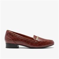 Clarks Womens Juliet Mia Dark Tan Crocodile Slip Ons Synthetic Smart