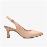 Clarks Womens Kataleyna Step Warm Beige Leather Heels,Sling Back Leather Smart