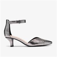 Clarks Womens Kepley Strap Pewter Metallic Heels Synthetic Smart