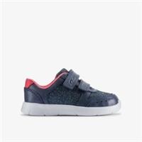 Clarks Girls Ath Sonar Toddler Navy Trainers,Riptape Leather Casual