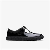 Clarks Girls Cove Hope Kid Black Patent T Bar Shoes,School Shoes Patent School