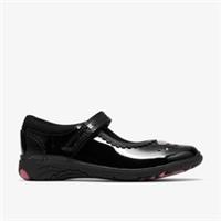Clarks Girls Relda Heart Kid Black Patent Mary Jane,School Shoes Patent School