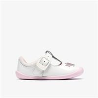 Clarks Girls Roamer Comet Toddler White Pre Walker Leather Casual