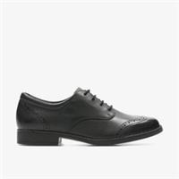 Clarks Girls Sami Walk Youth Black Leather Brogues,School Shoes Leather School